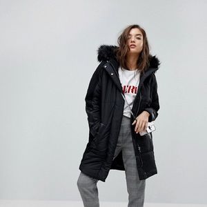 river island faux fur hooded coat